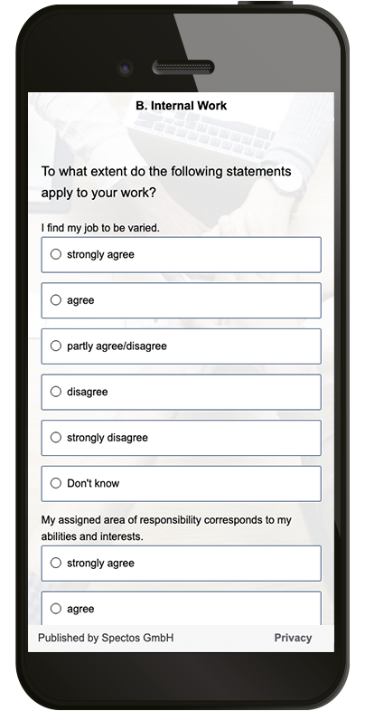 Sample view: Results from employee surveys in the healthcare sector