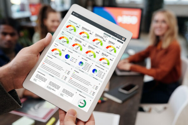 Reports on employee satisfaction on tablet