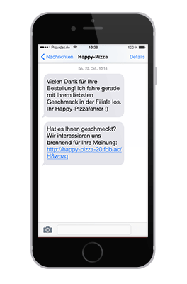 Happy Pizza Text Message Feedback