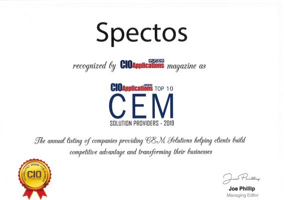 CEM-Applications-Solution-Providers-2019 CIO Applications Europe names Spectos TOP Customer Experience Management solution provider