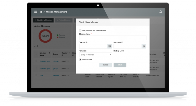 Mission management with the live tracking portal
