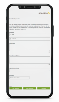 Beispiel für Auditfragebogen via Smartphone