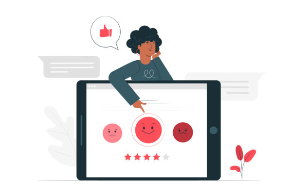 Hier klicken, um mehr über den Spectos Survey Service zu erfahren. Illustration zu digitaler Zufriedenheitsbefragung